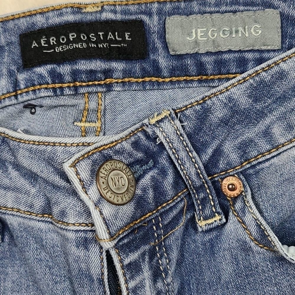 Aeropostale Jegging Jeans Light Wash Skinny Ankle Stretch Denim Size 2 Y2K Chic - Picture 3 of 8